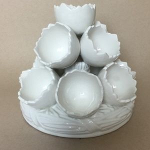 Elegant White Ceramic Eggshell Bowl Set